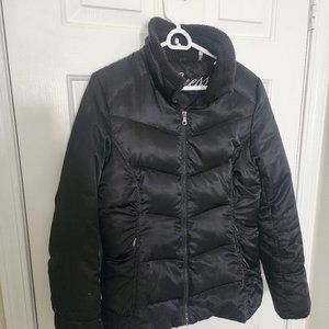 GUESS Women's Puffer Jacket Full Zip Mock Neck Black - Sz Medium